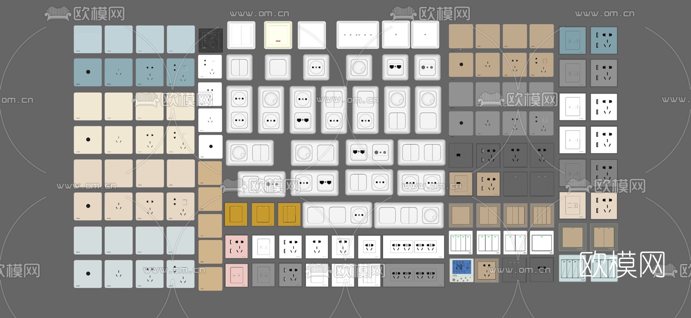 现代开关面板插座su模型