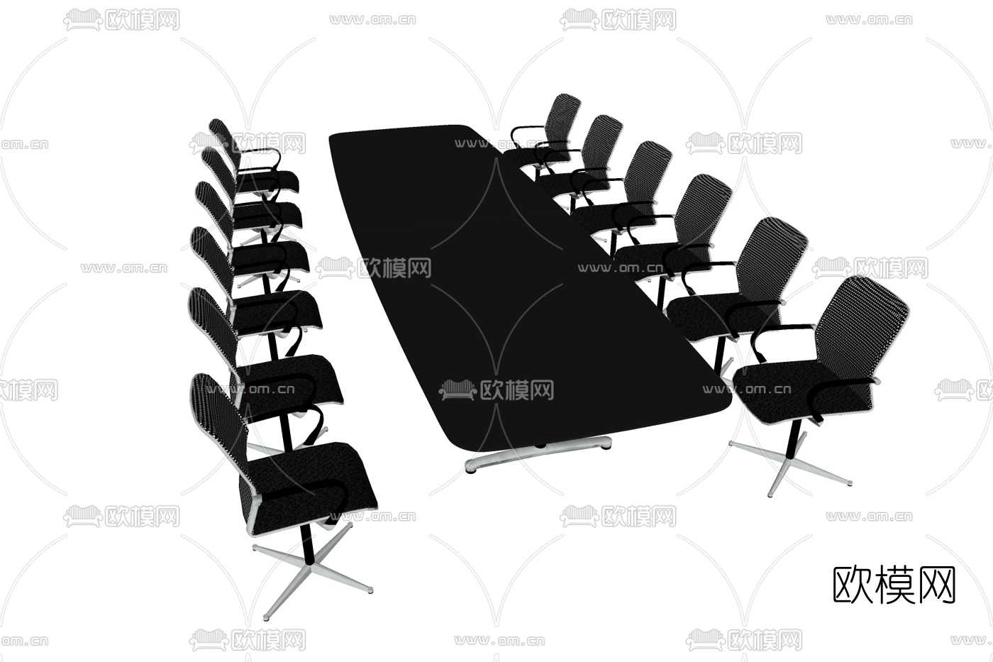 现代会议桌椅免费su模型下载