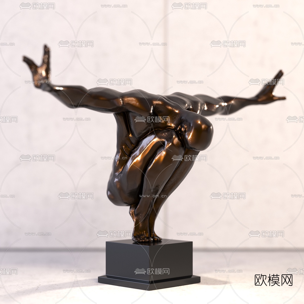 现代抽象人物雕塑摆件3d模型下载