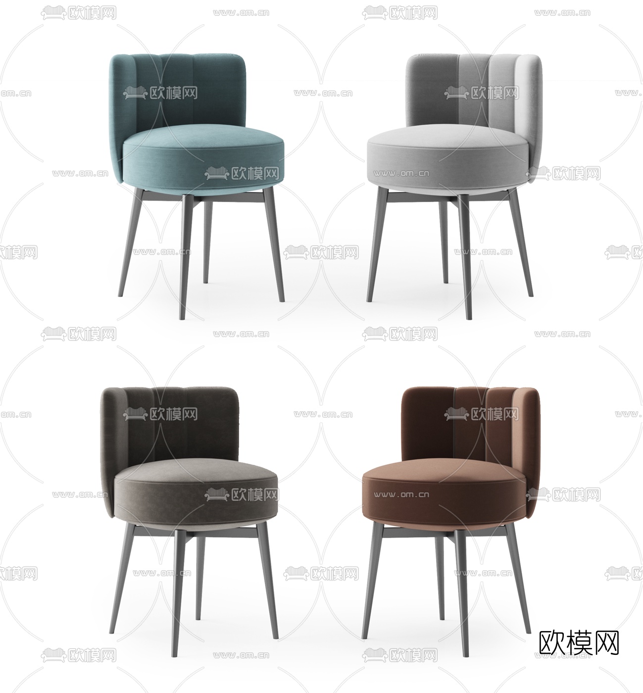现代布艺单椅餐椅3d模型