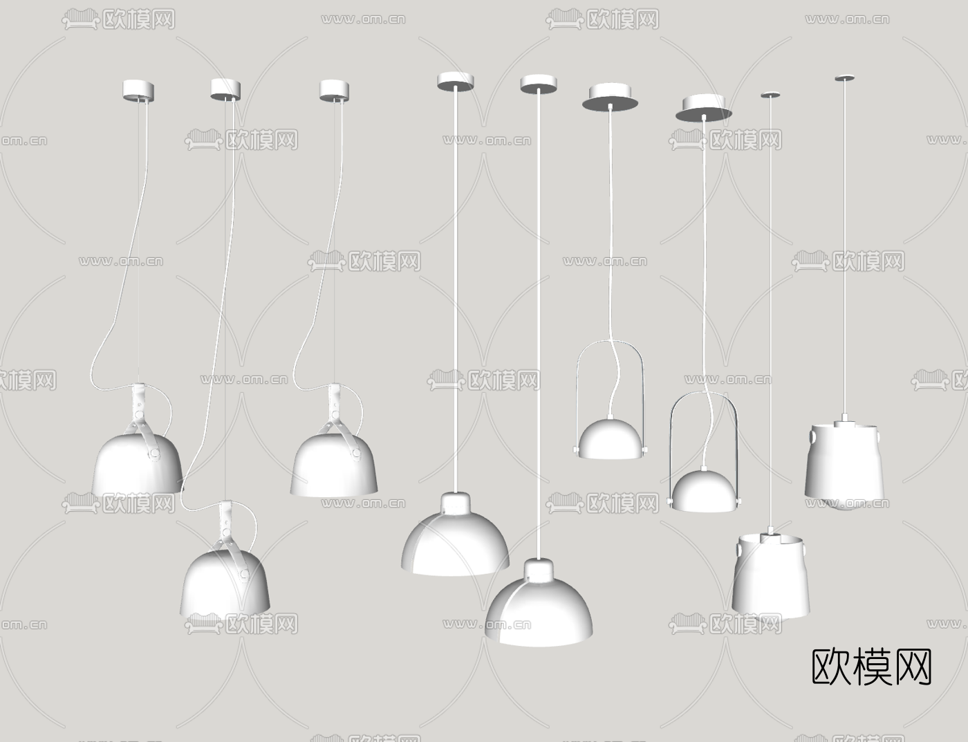 工业风金属吊灯su模型下载（渲染图3）