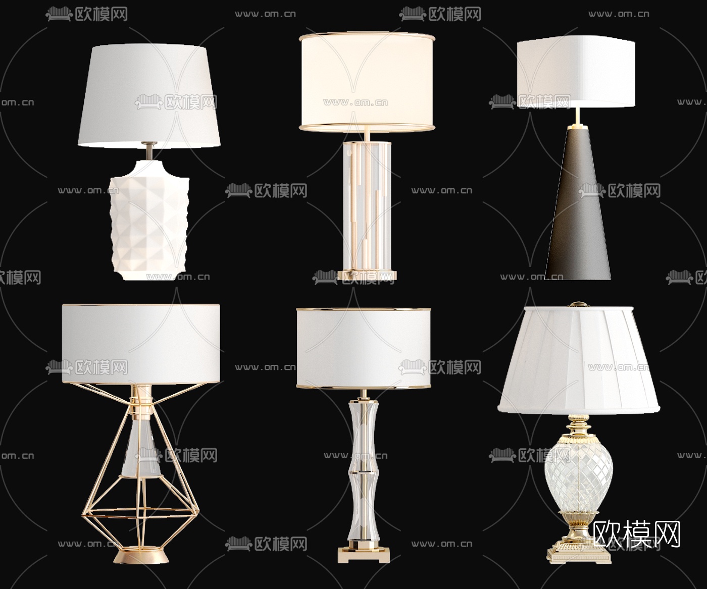 现代轻奢台灯3d模型下载