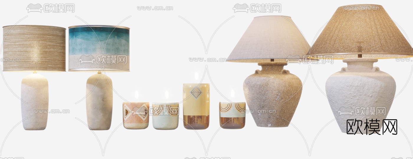 东南亚简约台灯烛台灯3d模型下载（渲染图1）