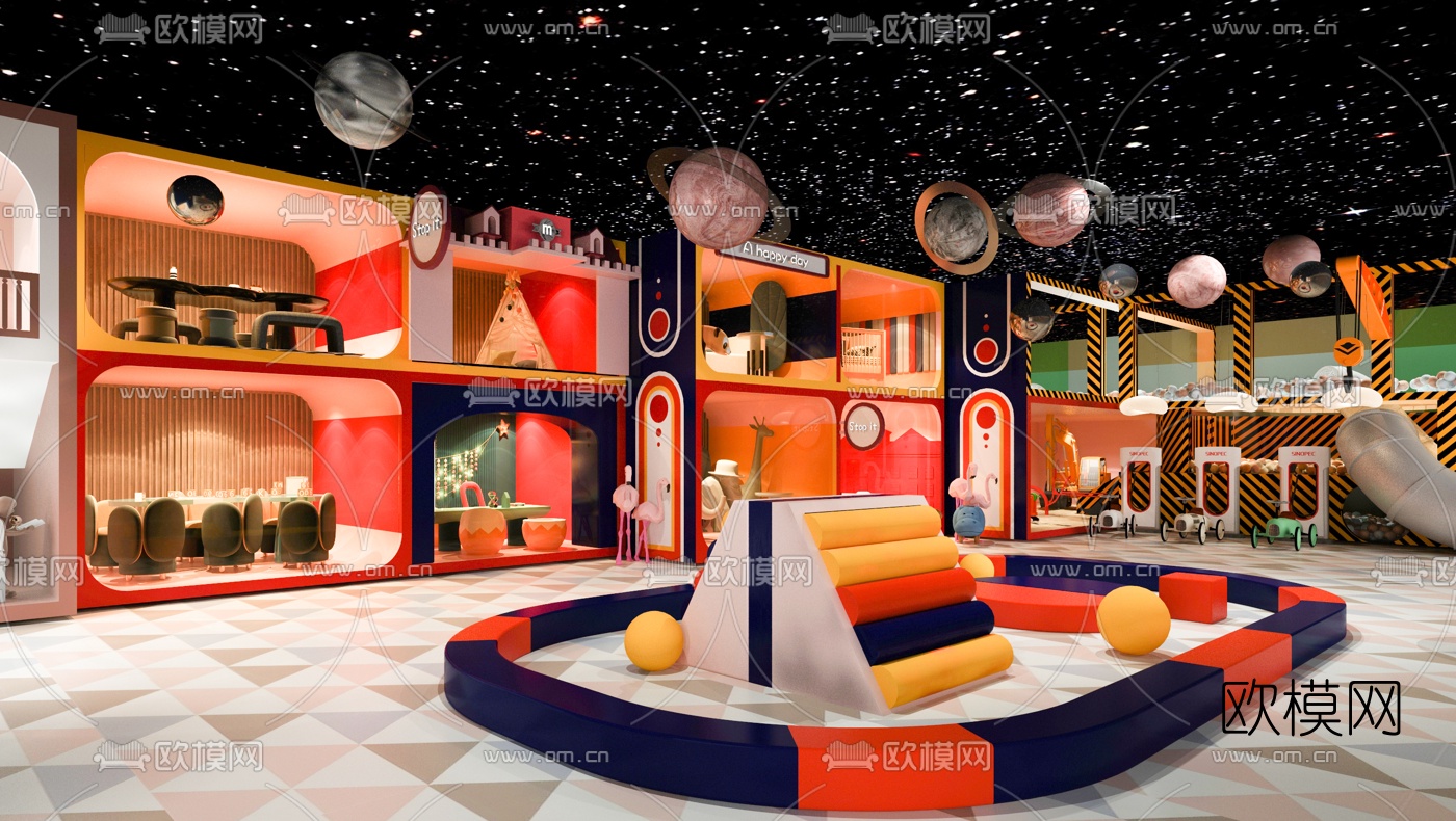 现代儿童休闲娱乐室3d模型