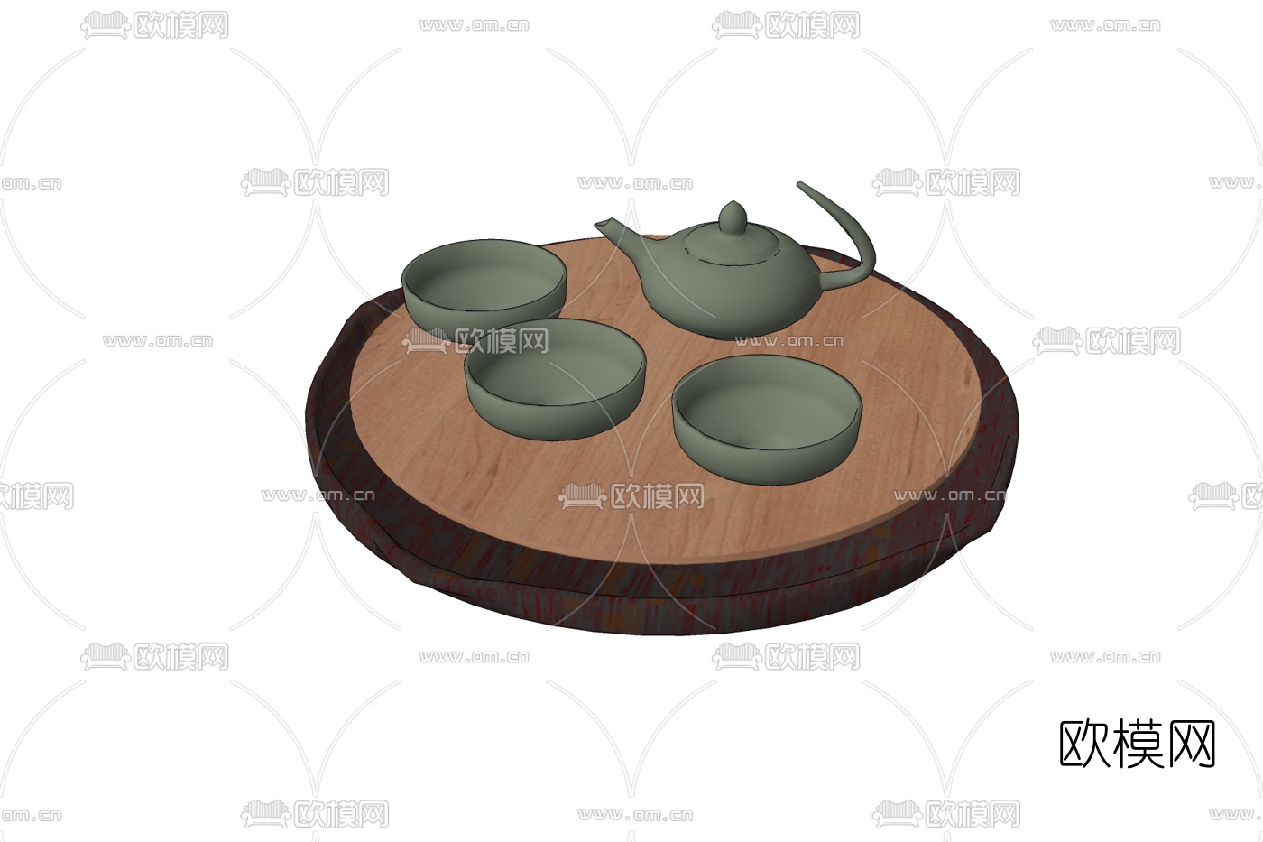 现代茶壶茶杯免费su模型下载