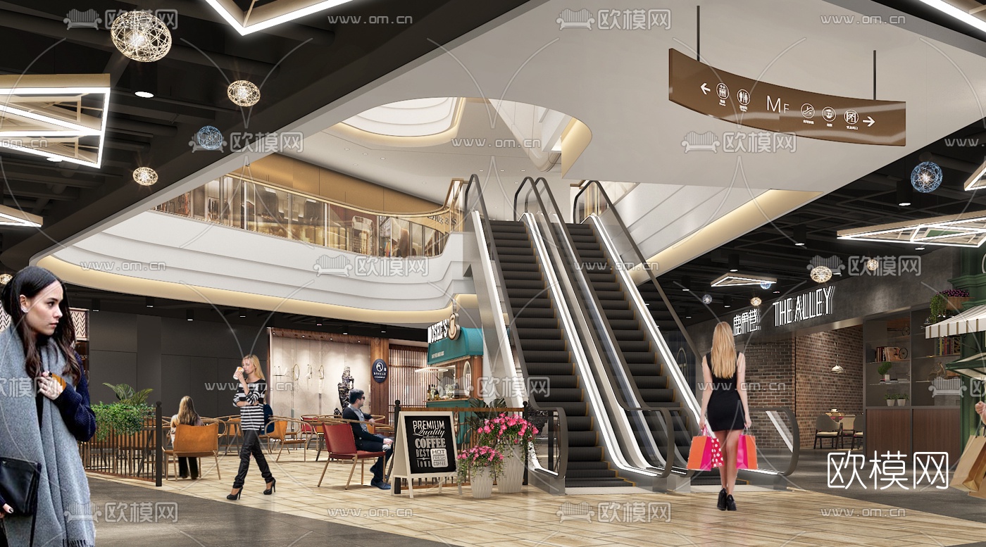 现代商场食品区3d模型