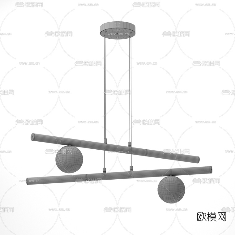 现代长条球形吊灯3d模型下载_ID10184530_3dmax免费模型-欧模网