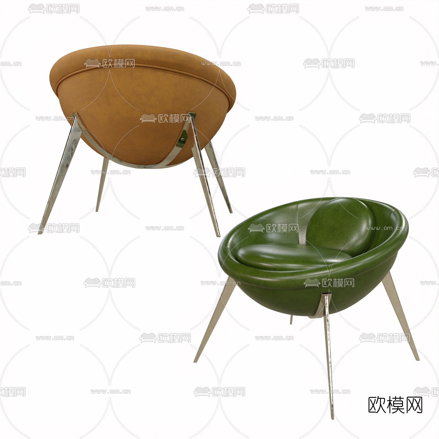 现代皮革休闲椅3d模型