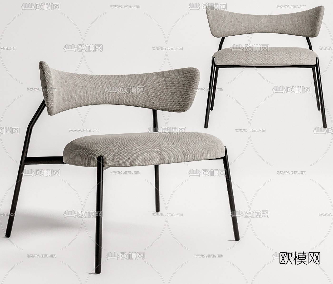 现代布艺休闲椅su模型下载（渲染图1）