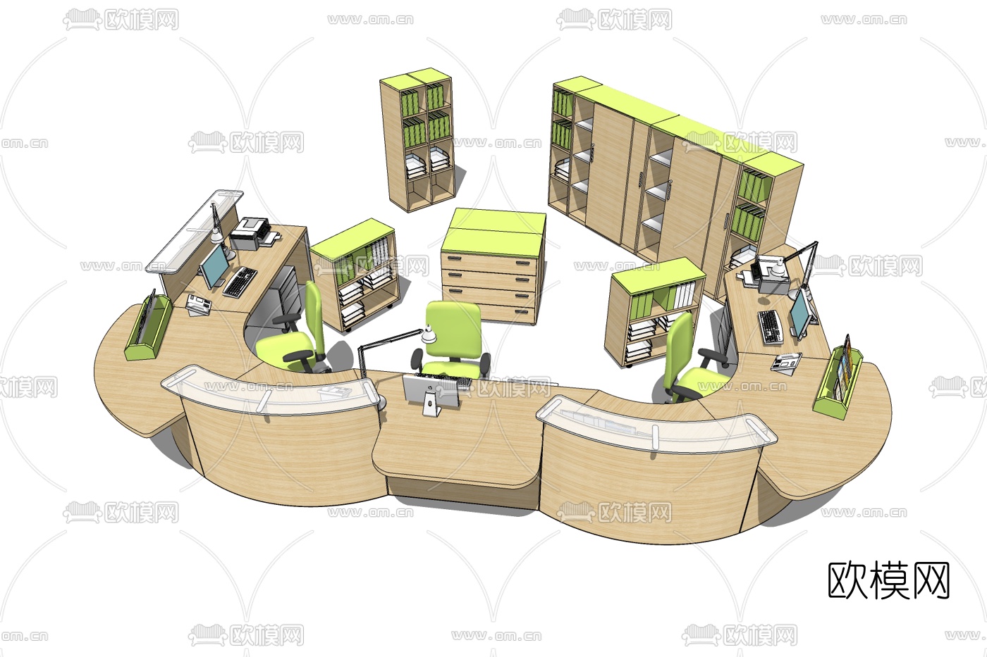 现代接待台免费su模型下载