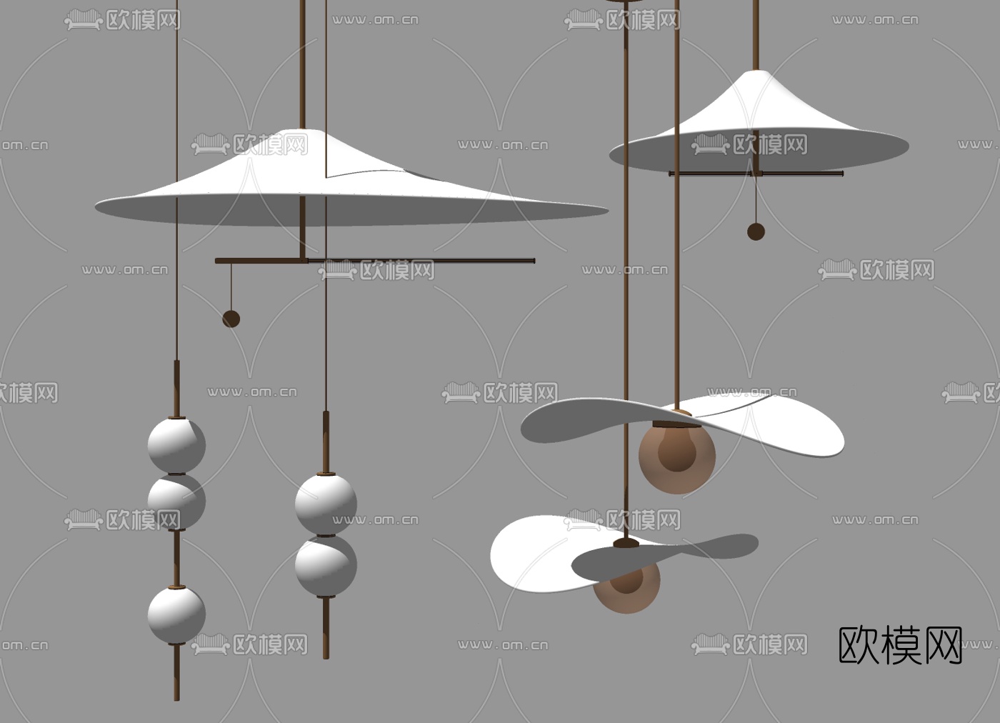 北欧帽子吊灯su模型下载