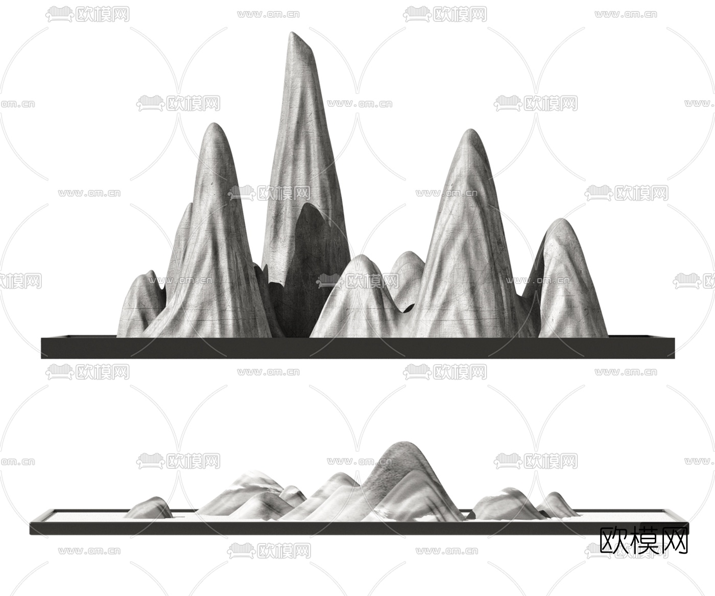 新中式假山雕塑3d模型下载