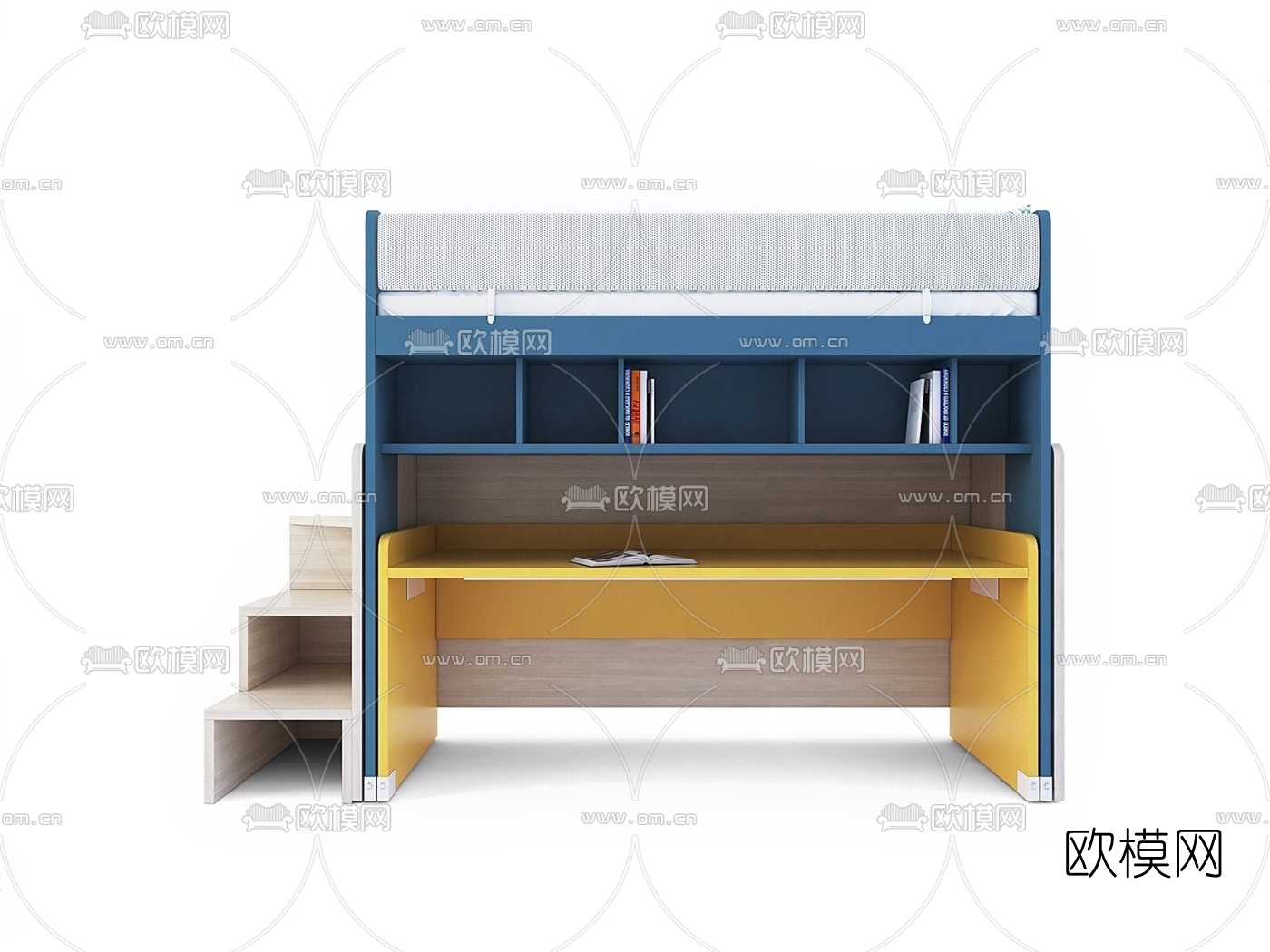 现代儿童床高架床3d模型下载