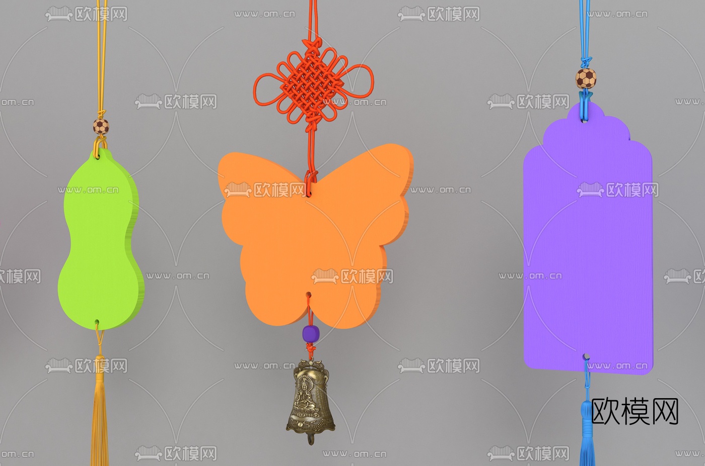 新中式许愿牌祈福牌中国结3d模型