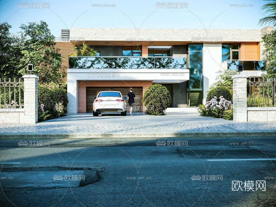 现代小别墅外观su模型下载