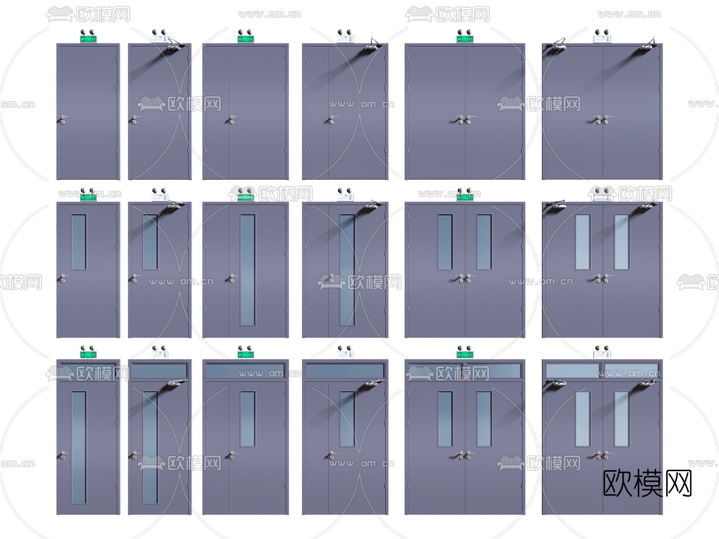 现代消防门安全门3d模型下载