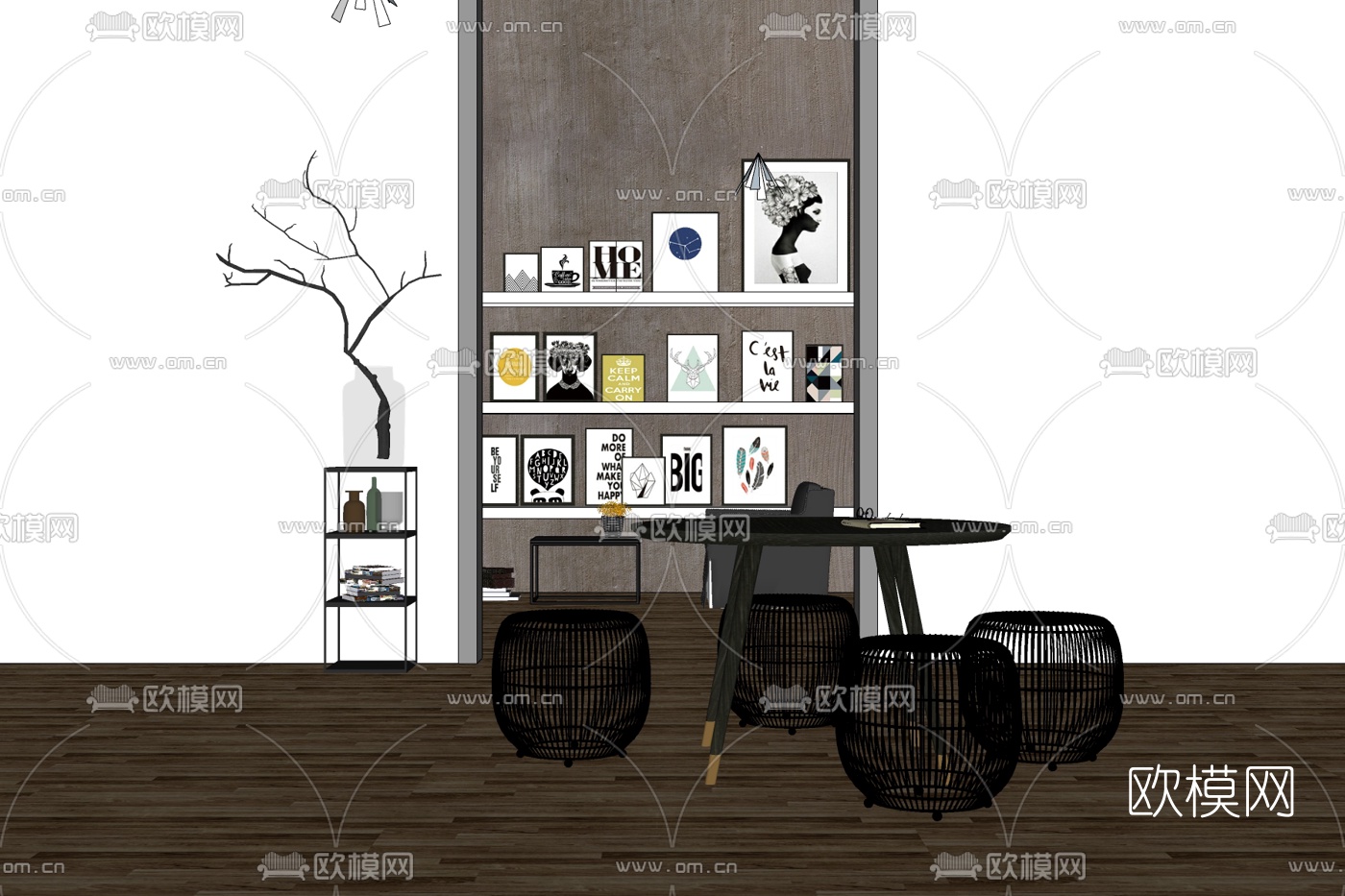 北欧休闲桌椅免费su模型下载