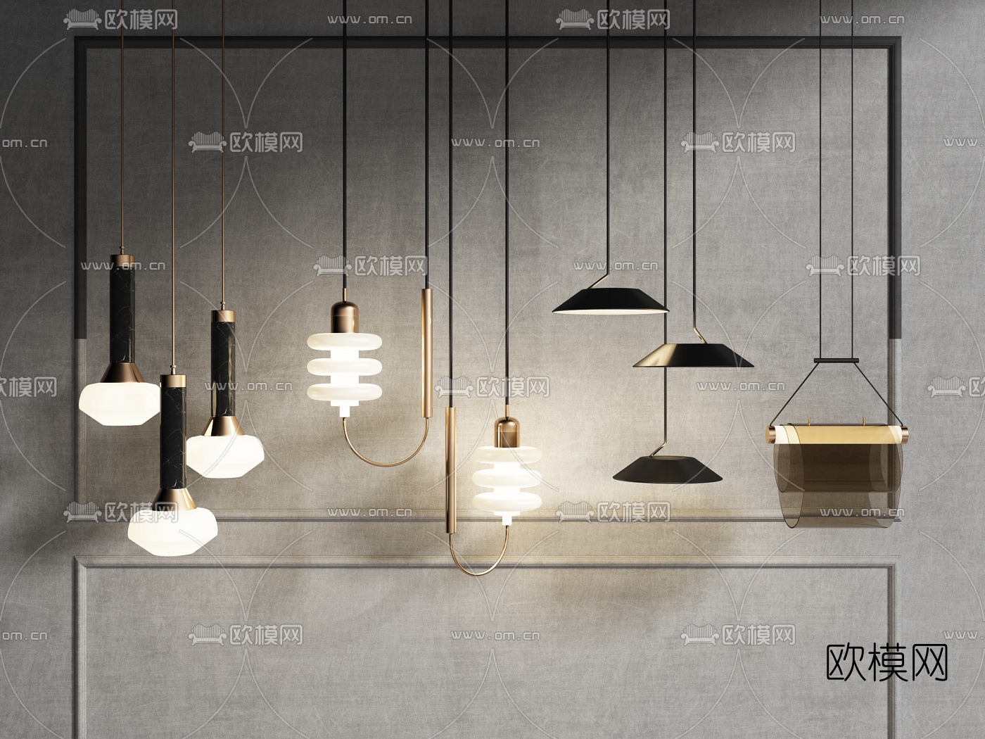 现代轻奢小吊灯3d模型下载