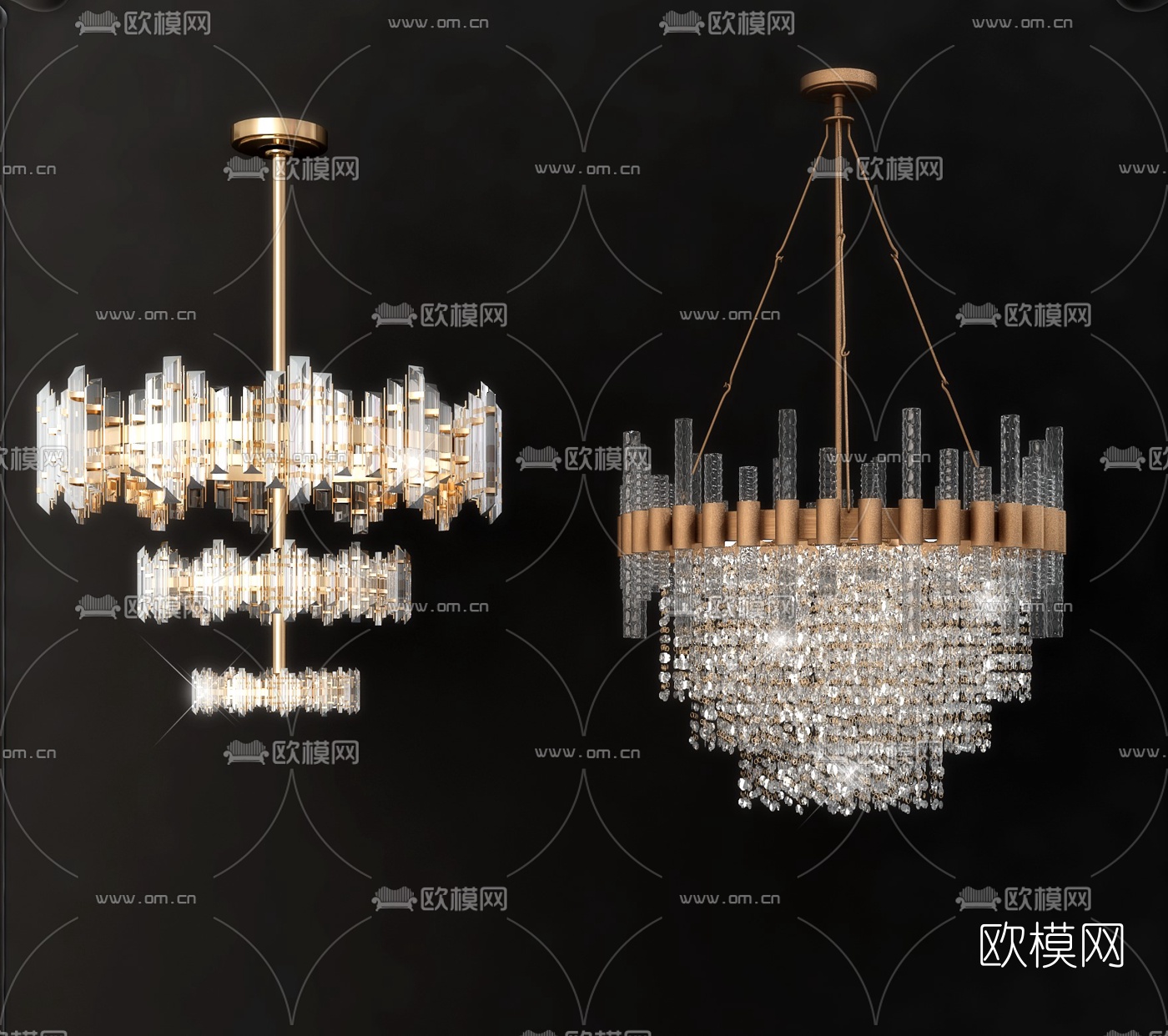 现代轻奢水晶吊灯3d模型下载