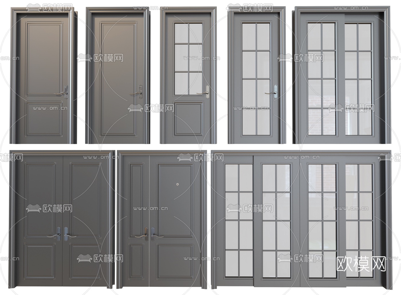 现代双开门su模型下载（渲染图1）
