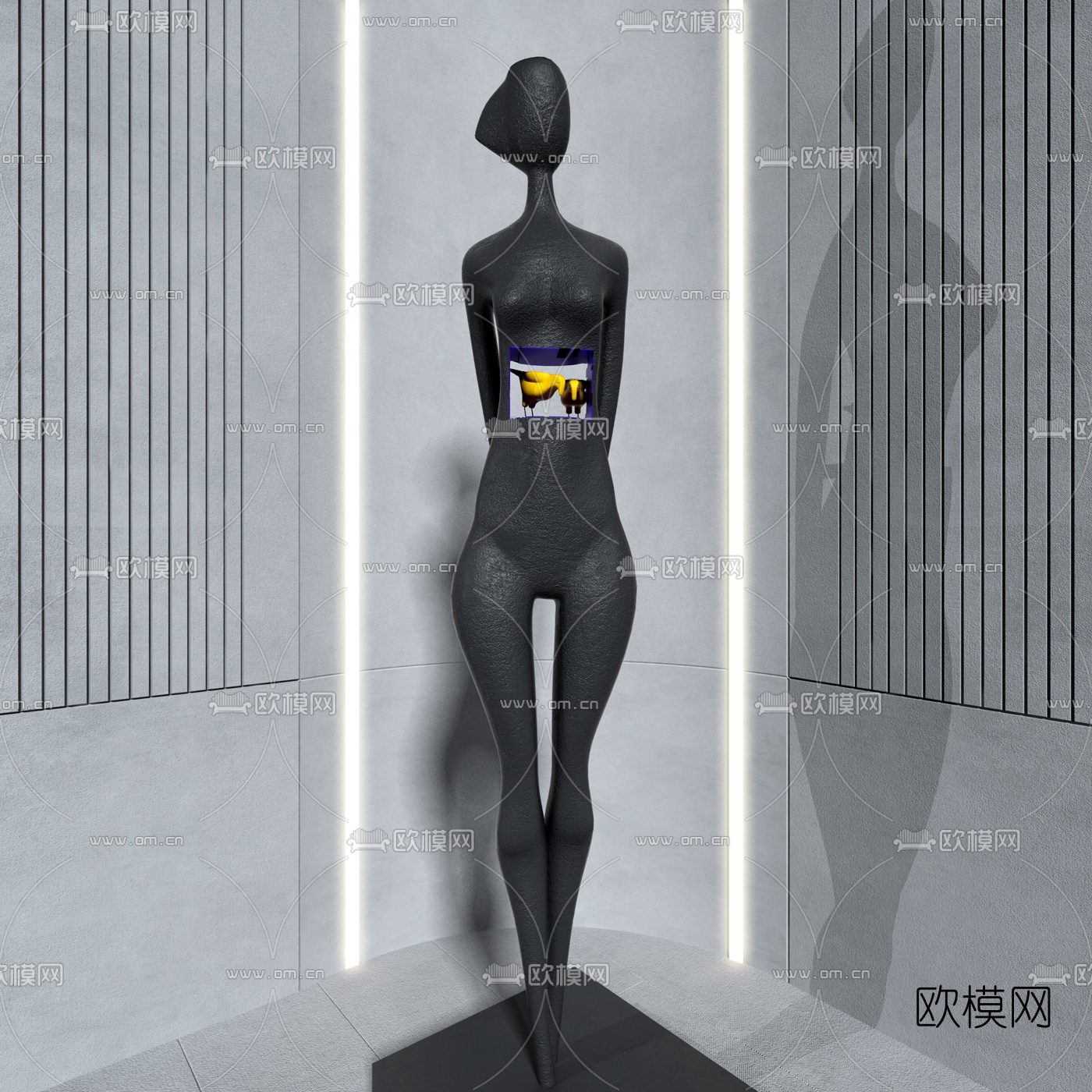 现代人物雕塑3d模型