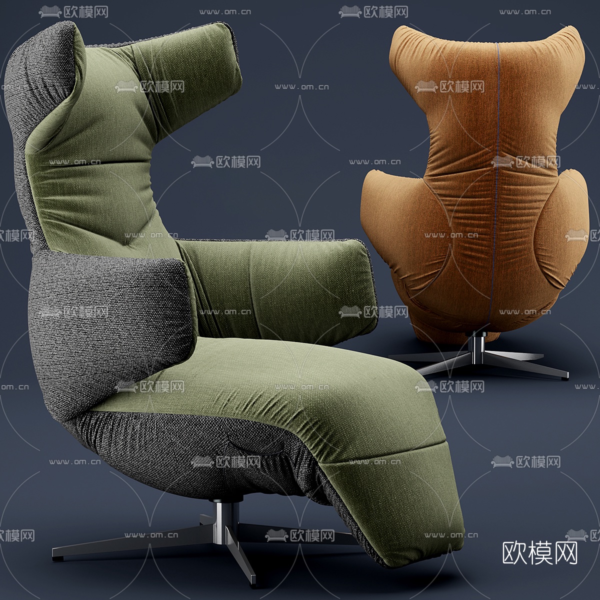 现代布艺休闲躺椅3d模型