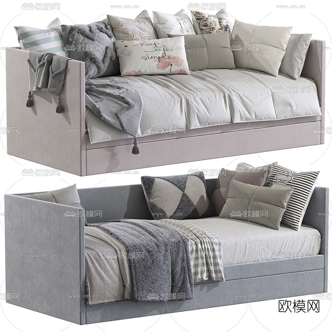 北欧布艺沙发床3d模型下载