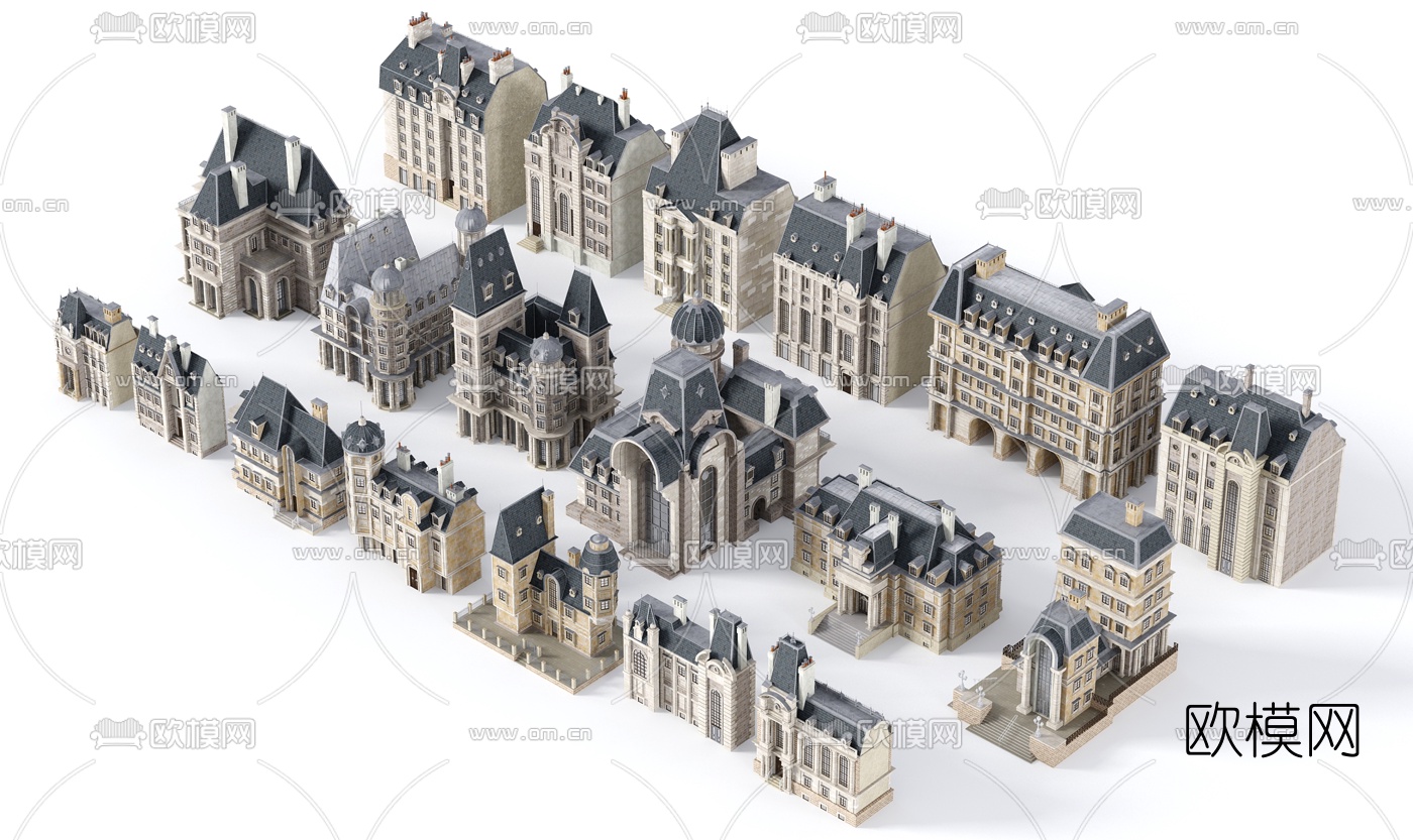 欧式楼房建筑构件3d模型