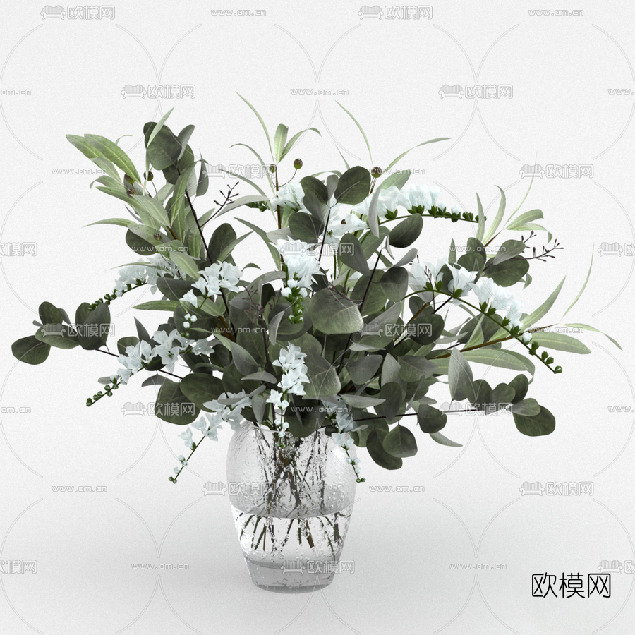 现代花瓶插花花卉3d模型