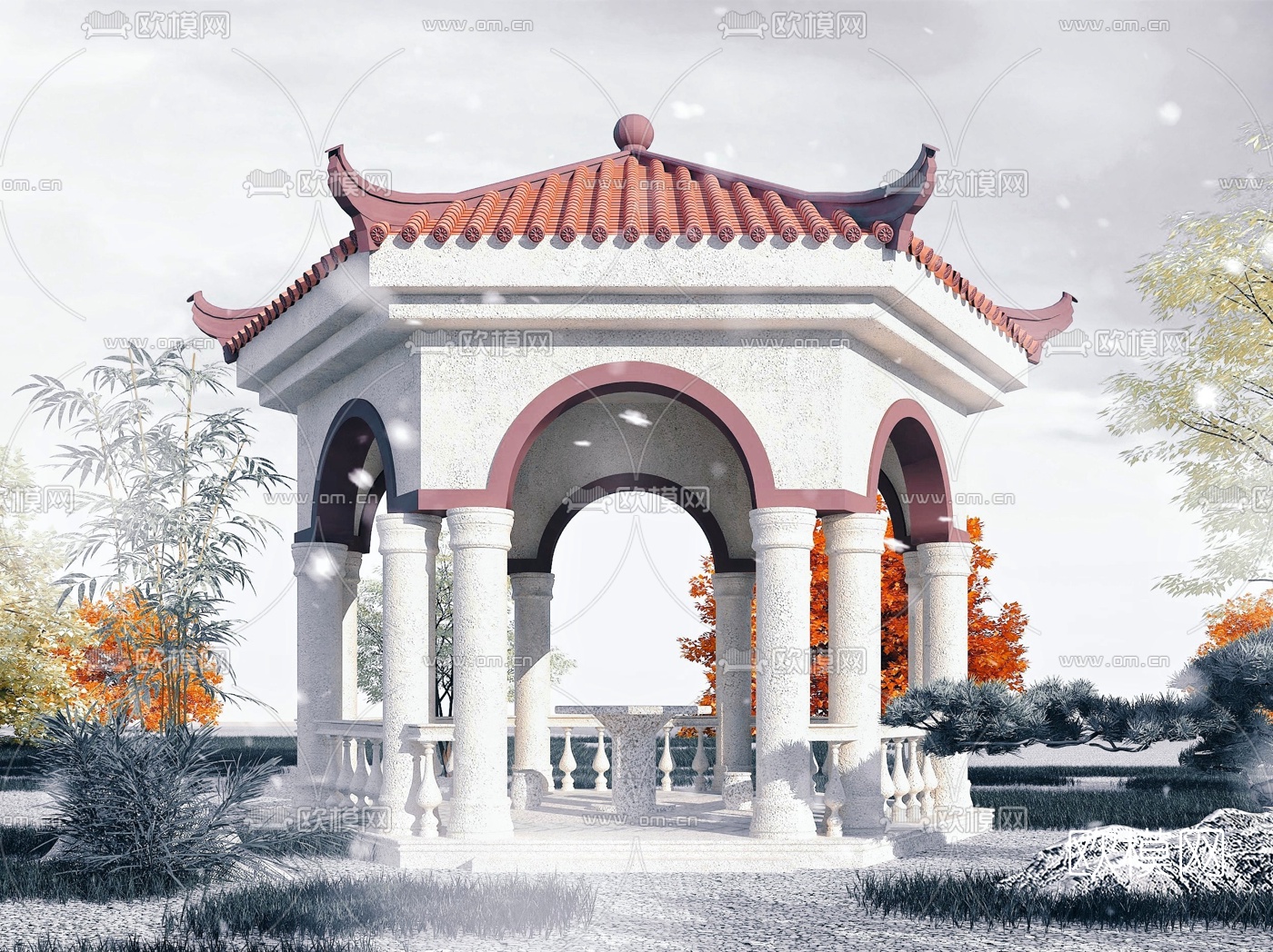 中式景观亭凉亭3d模型
