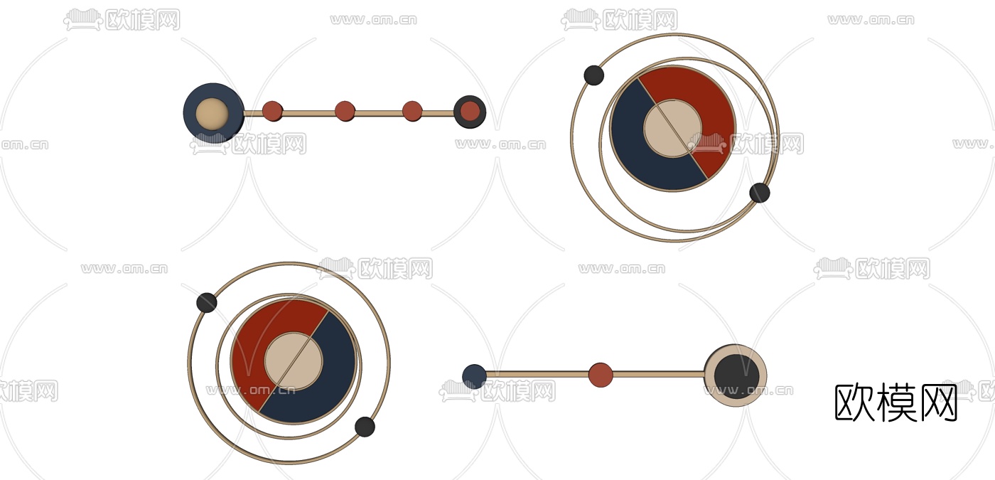 现代轻奢墙饰挂件su模型下载