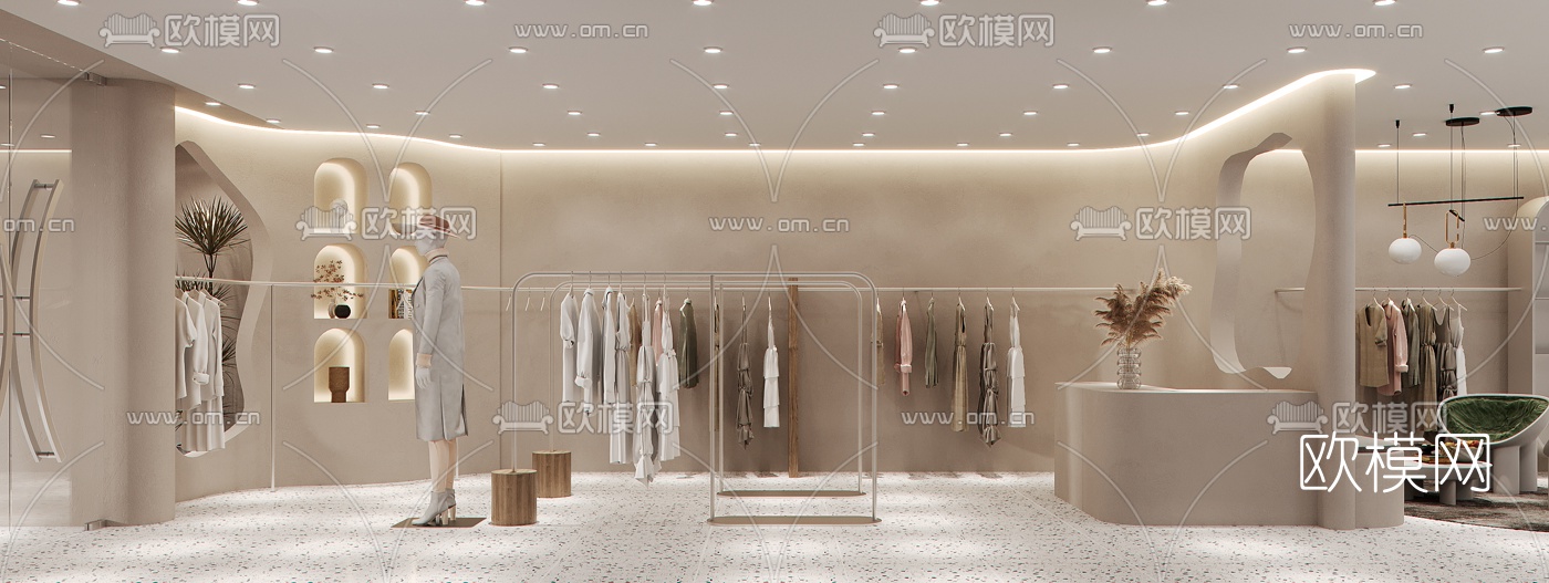 现代女装店服装店3d模型