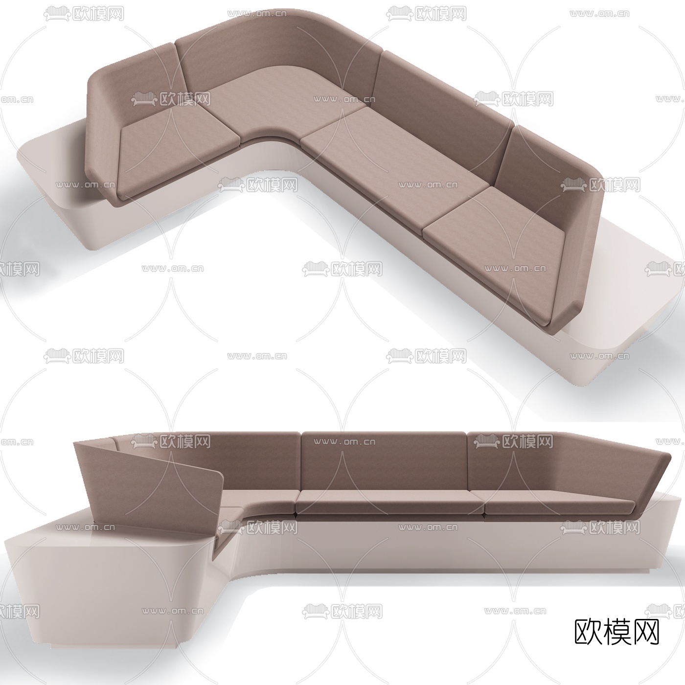 现代布艺转角公用椅3d模型