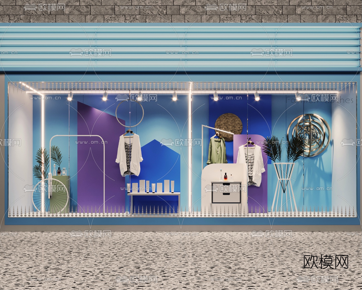 现代服装店门头橱窗3d模型