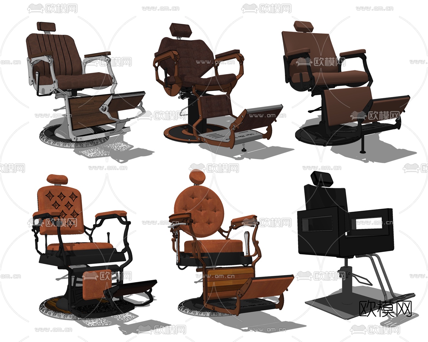 美式理发店座椅su模型下载