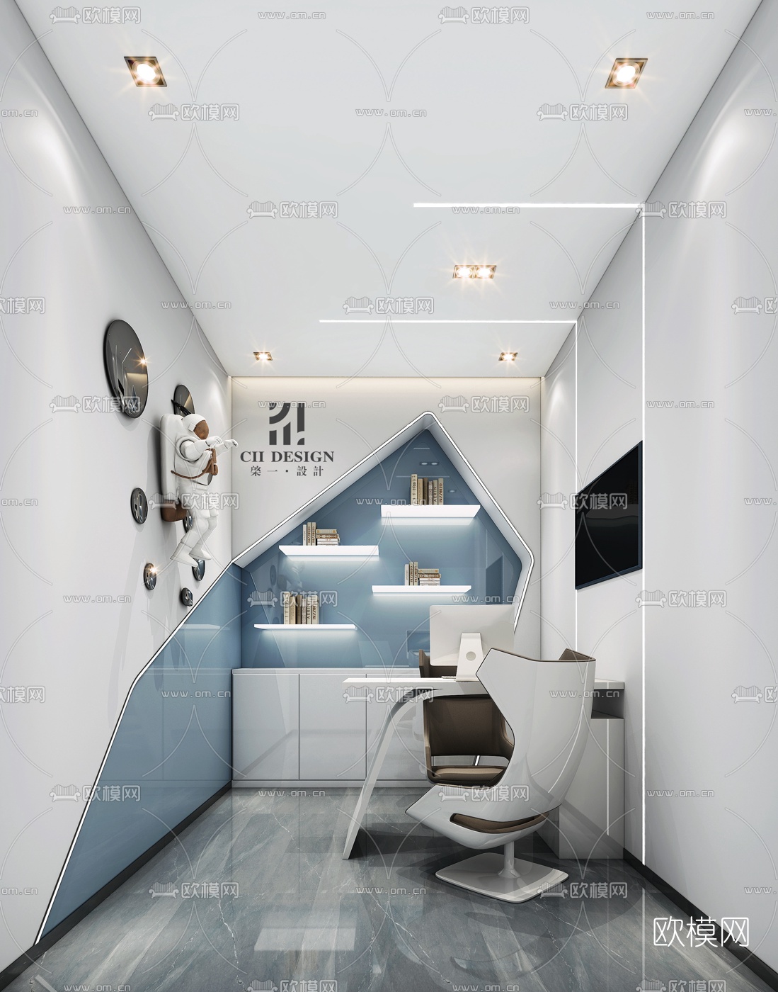 后现代简约书房3d模型