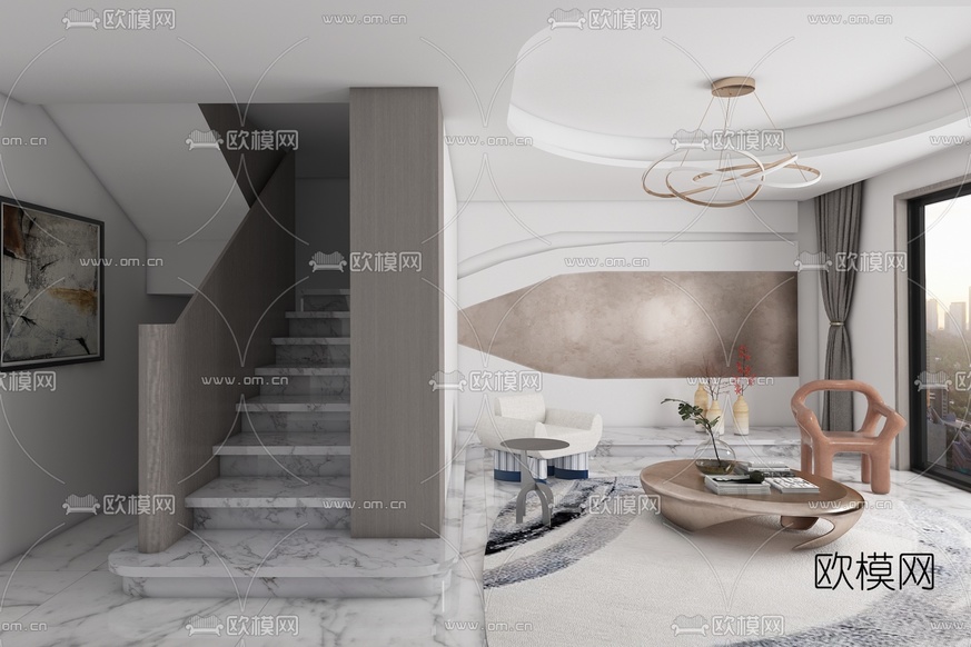 SWS Group设计 现代轻奢客厅3d模型下载