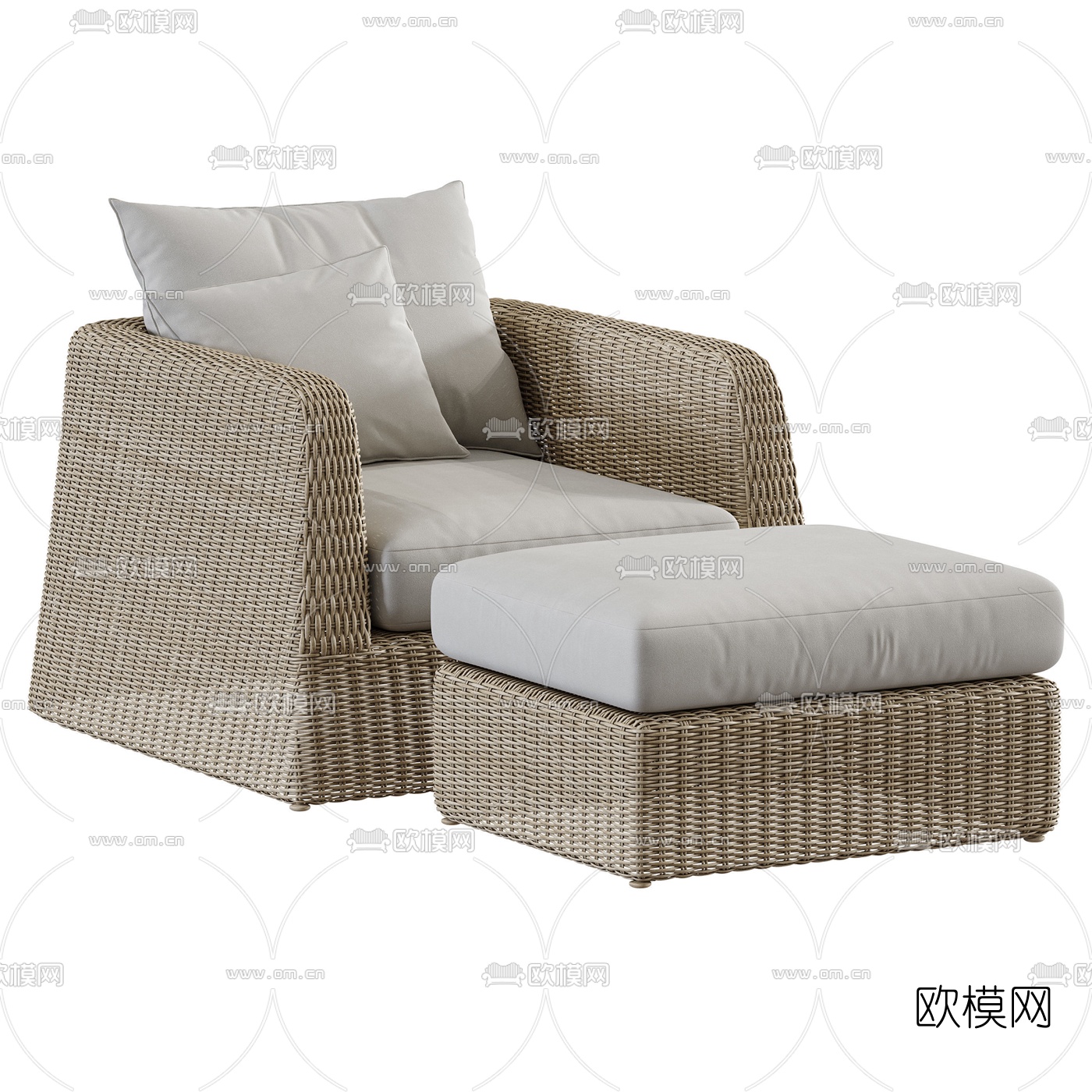 现代藤编户外休闲沙发3d模型