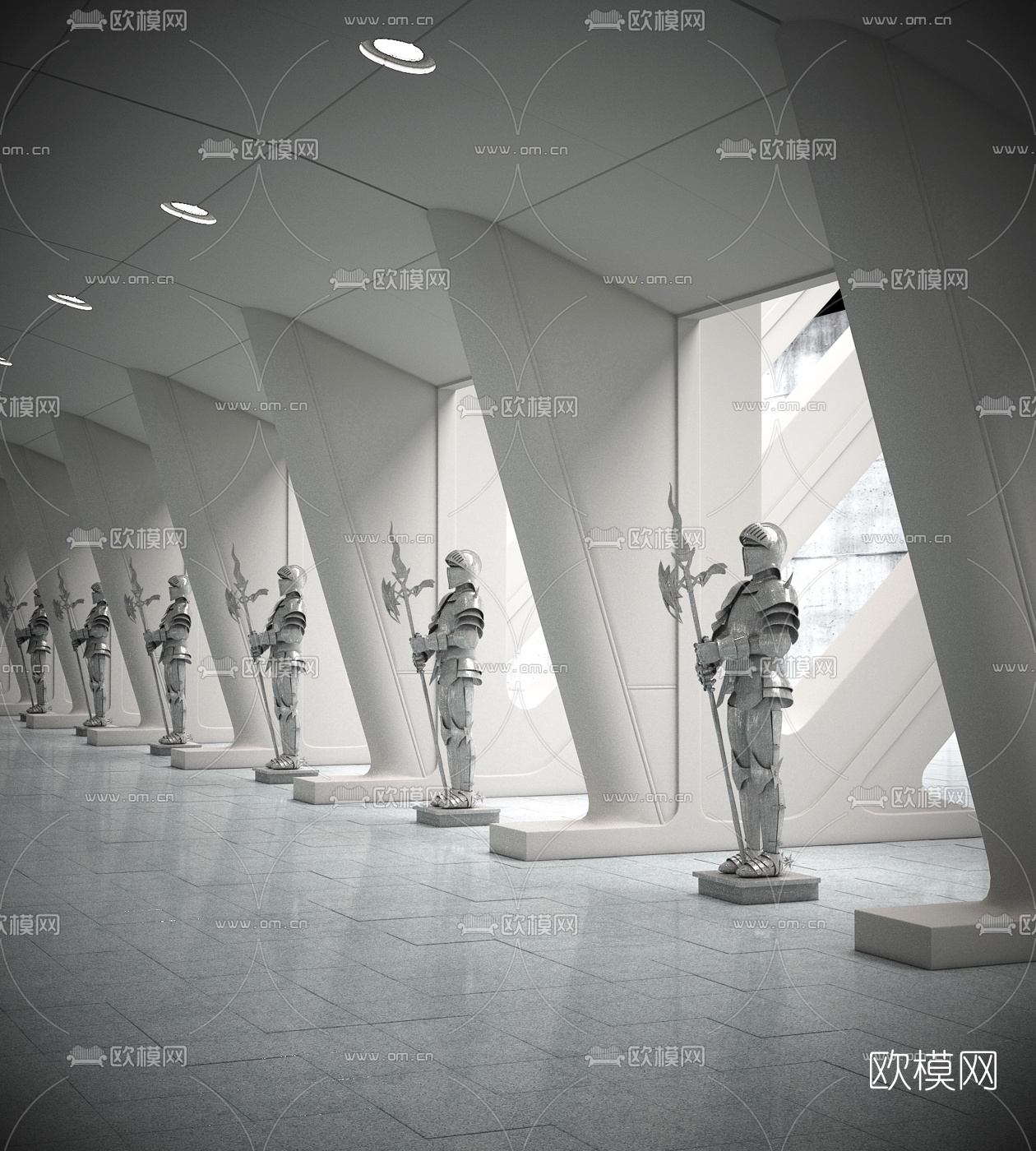 现代会所走廊过道3d模型