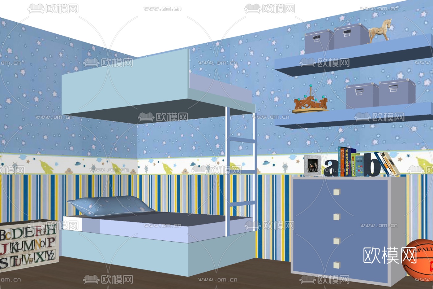 地中海儿童房su模型下载