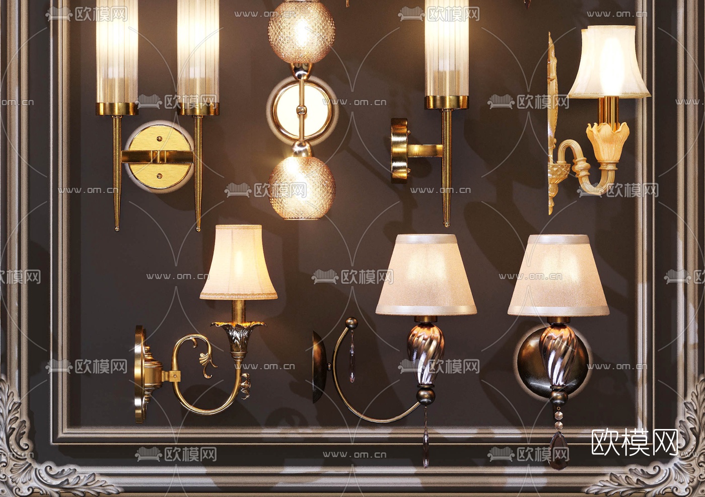欧式水晶壁灯3d模型下载（渲染图7）