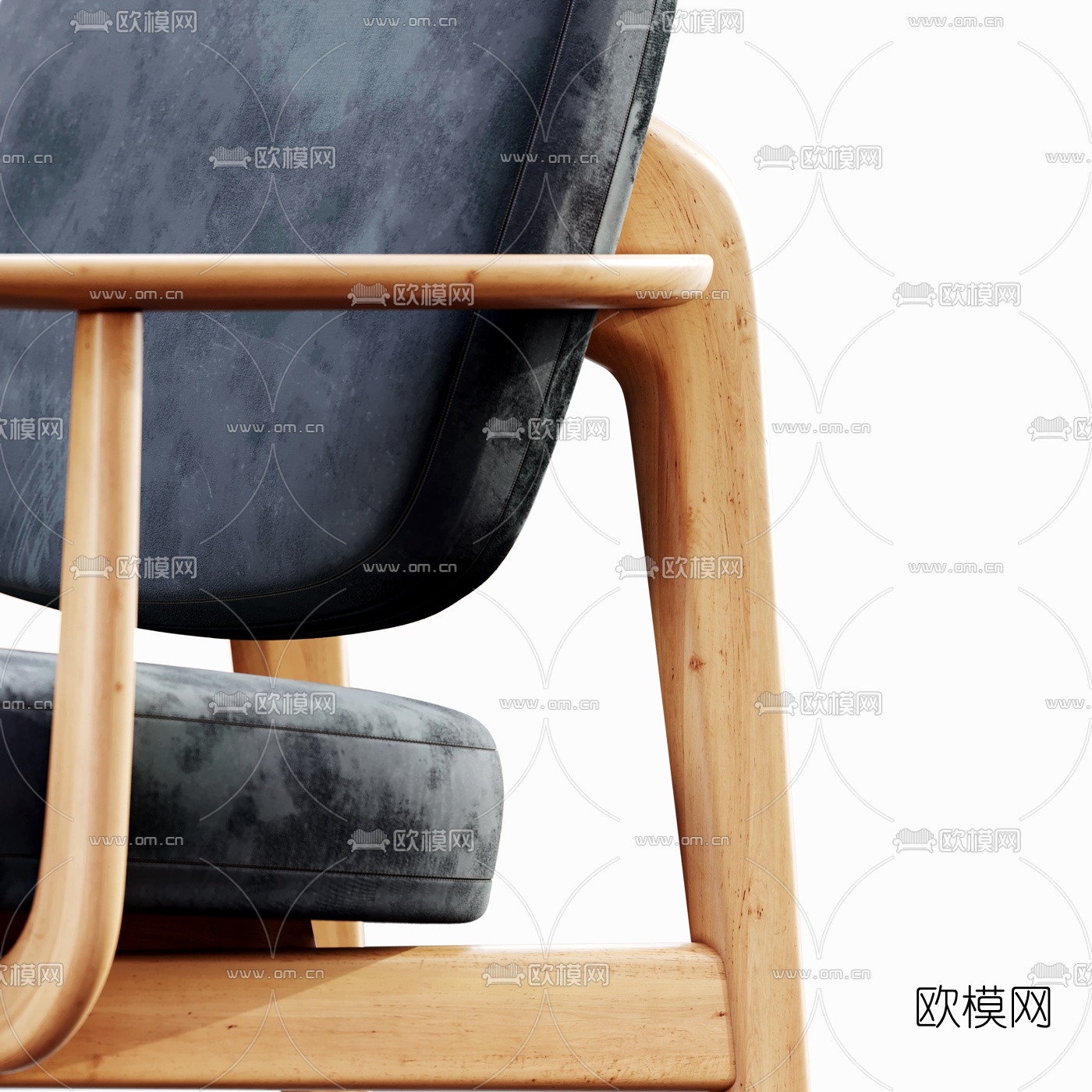北欧原木休闲椅3d模型