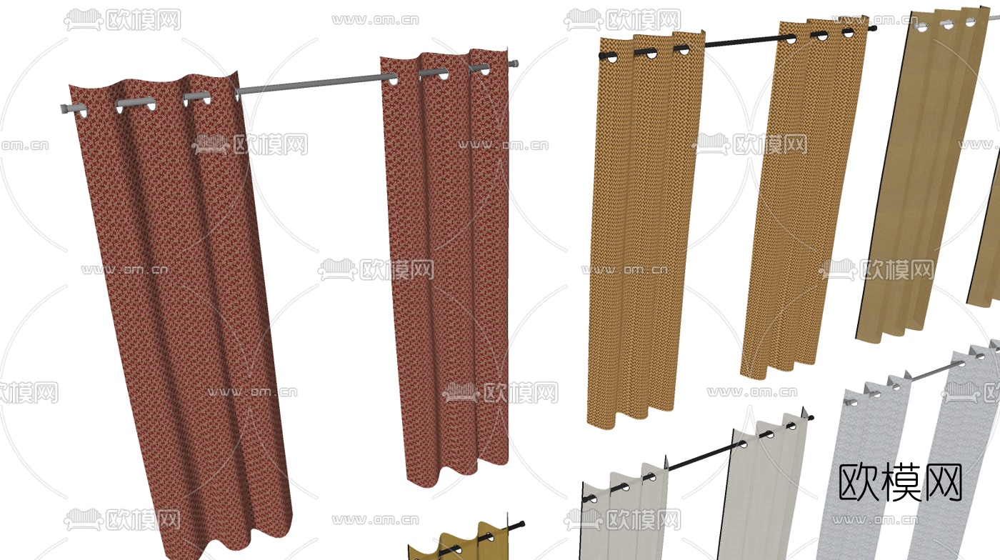 北欧窗帘su模型下载（渲染图3）