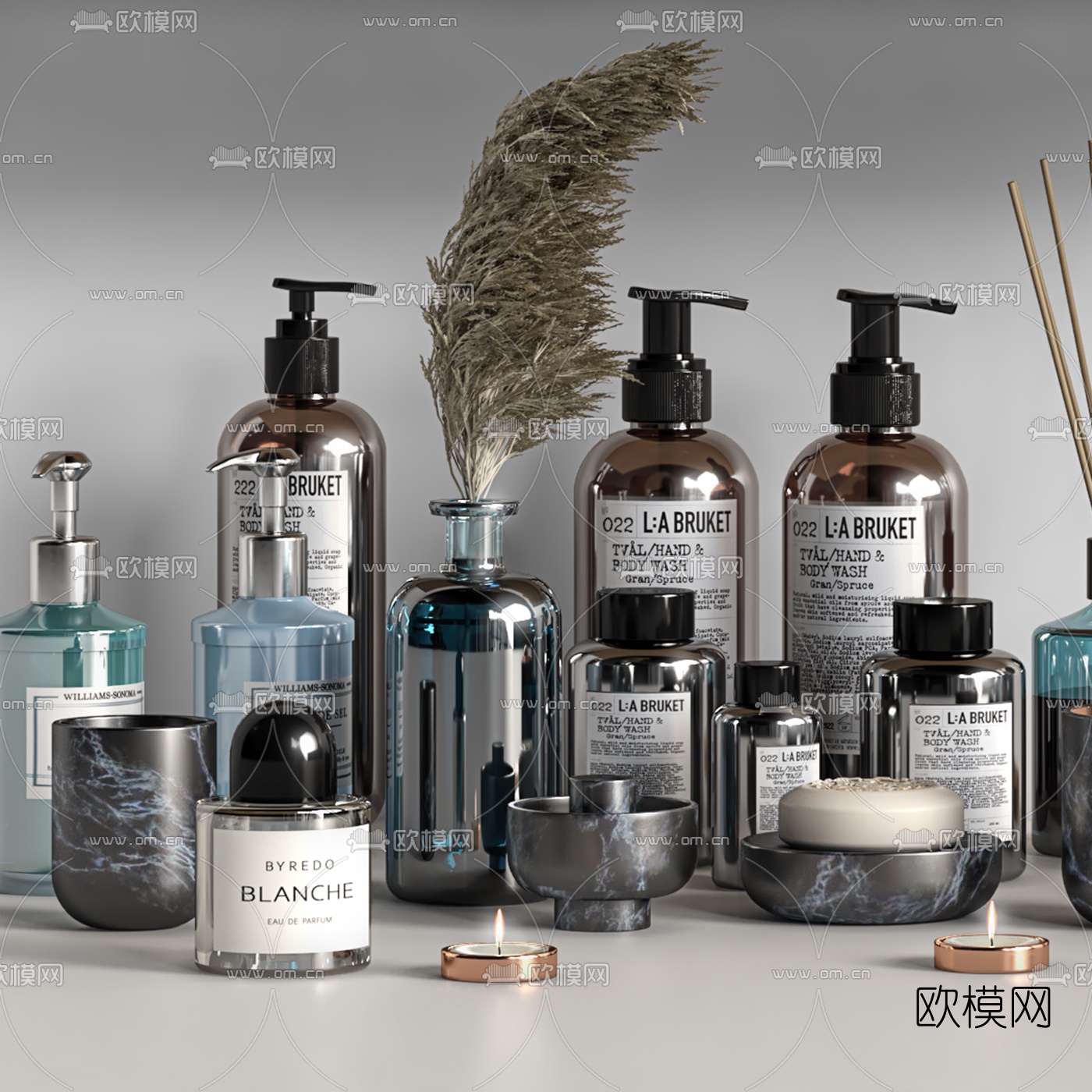 现代浴室洗漱用品3d模型下载（渲染图2）