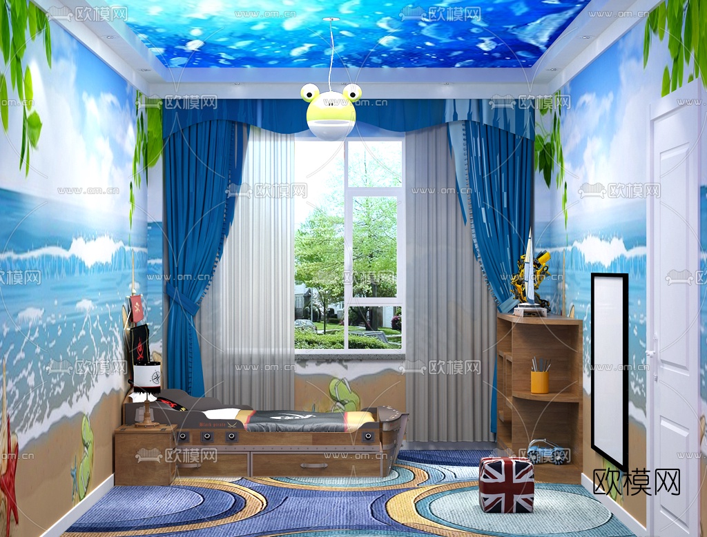 现代儿童房免费3d模型
