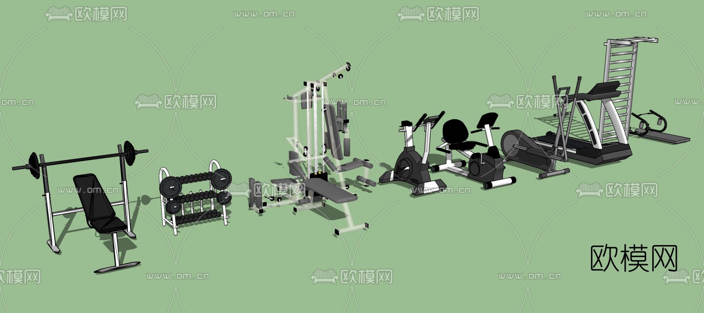 现代健身房器su模型下载