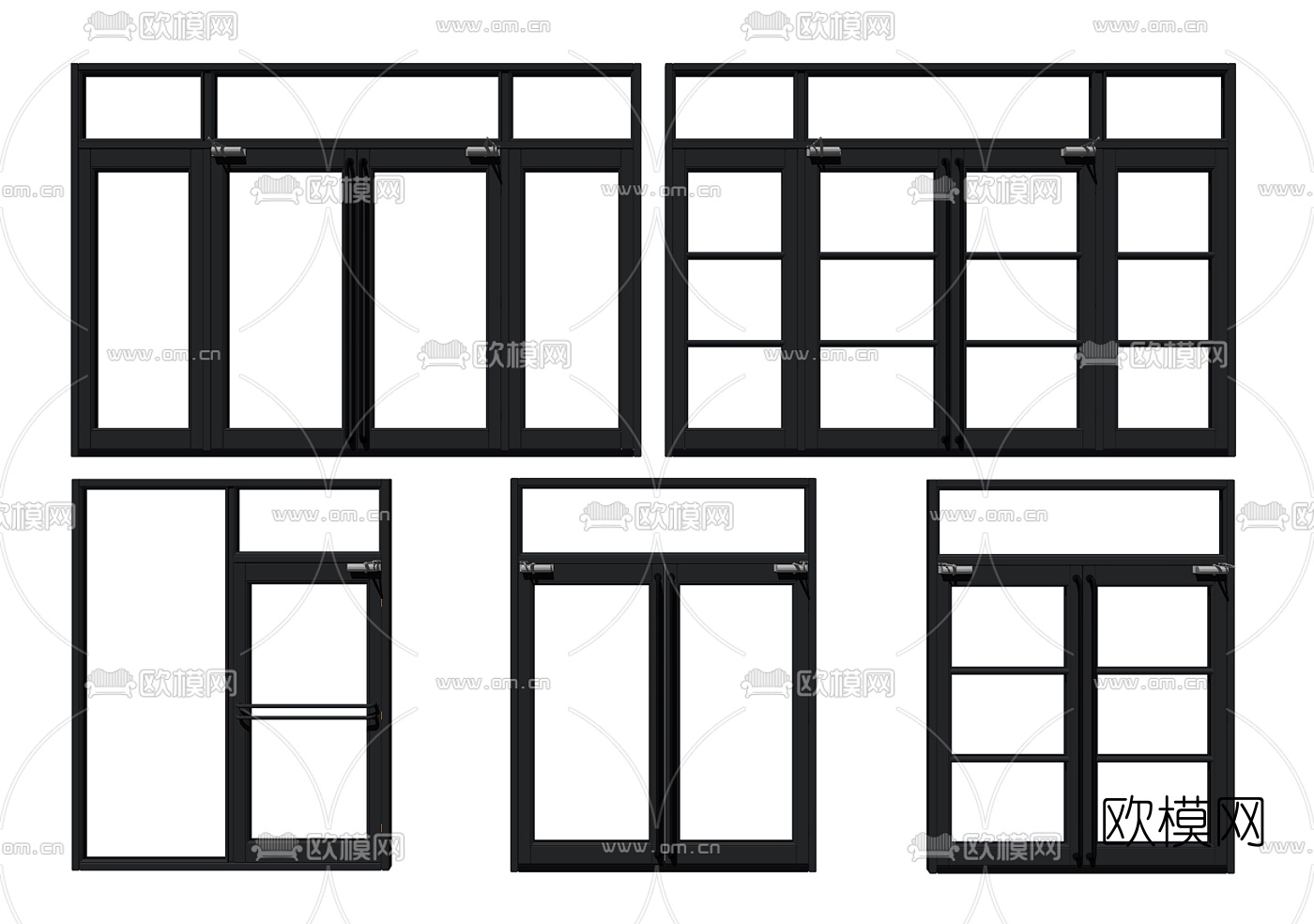 现代铝合金门窗su模型下载