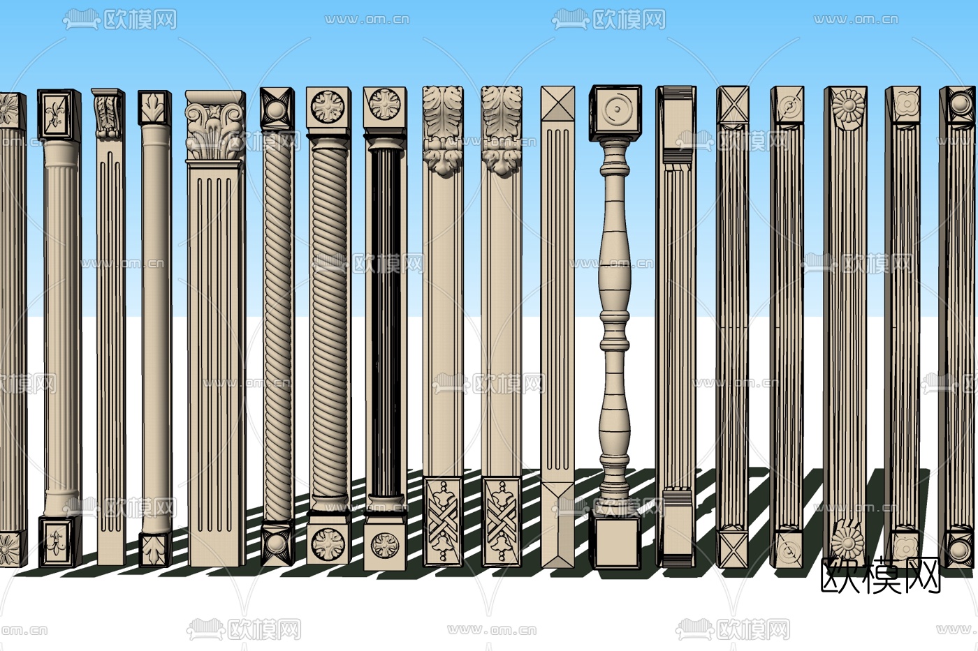 欧式罗马柱组合免费su模型下载