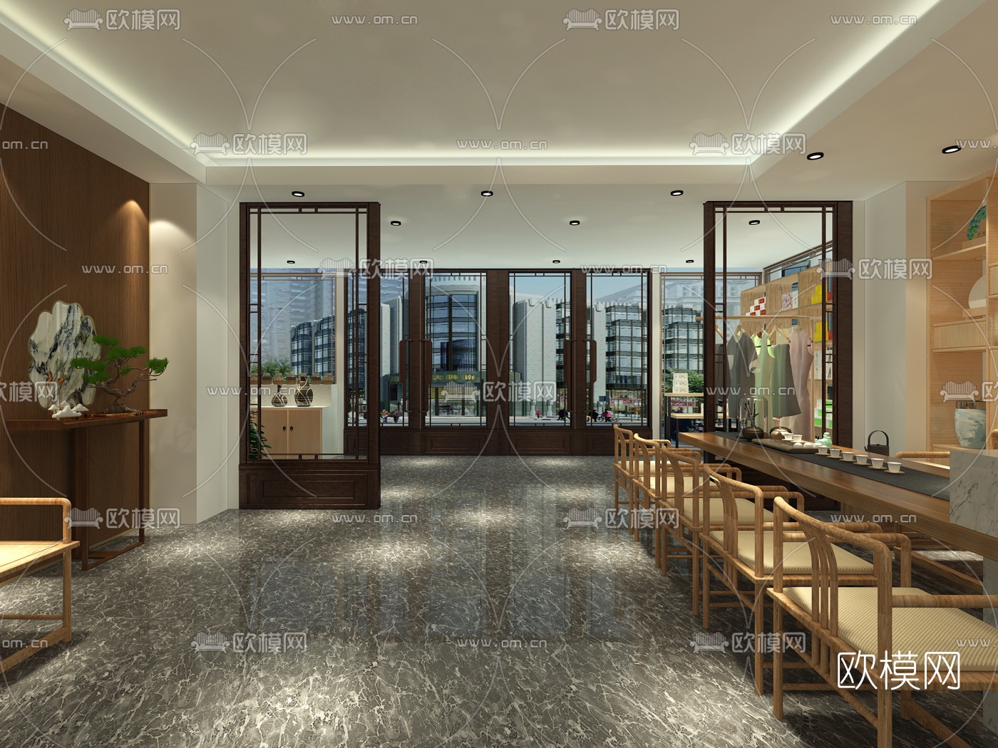 新中式茶楼免费3d模型下载（渲染图4）