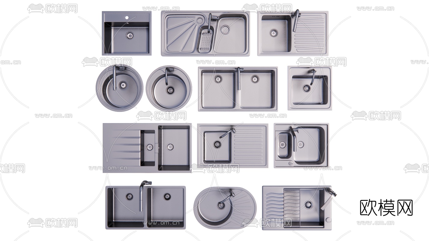 现代不锈钢水槽su模型下载（渲染图1）